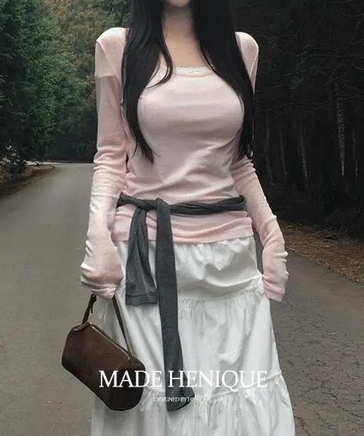 [🌷여리핏][자체제작] 라이트 시스루 긴팔 티셔츠 -6 color