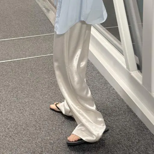 [포인트+편안함/오픈할인] made. 란제리코어 새틴실크 와이드팬츠 (+베이직/롱ver) - 2 color