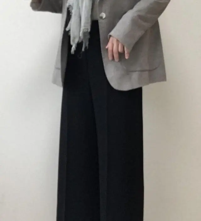 블랙 와이드 팬츠

