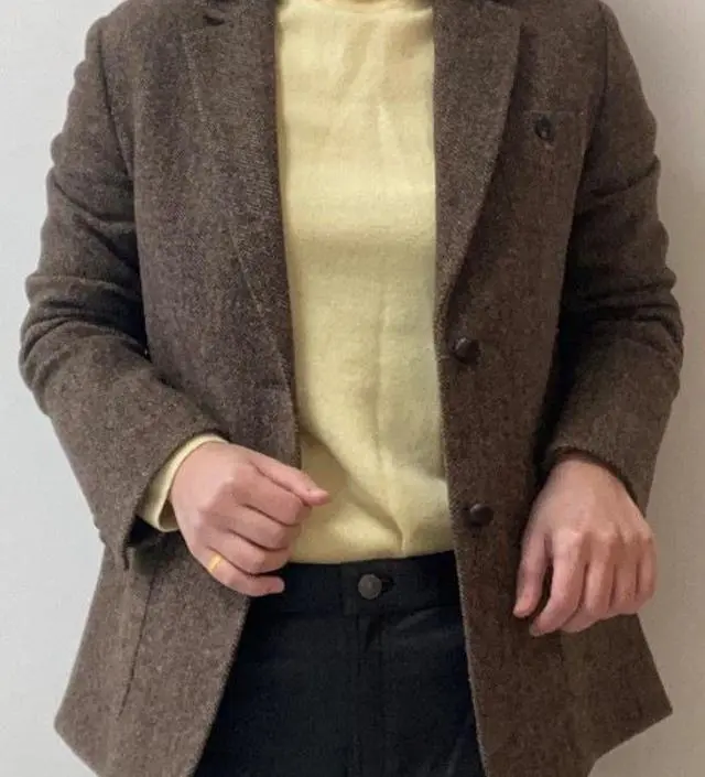 브라운 헤링본 자켓
