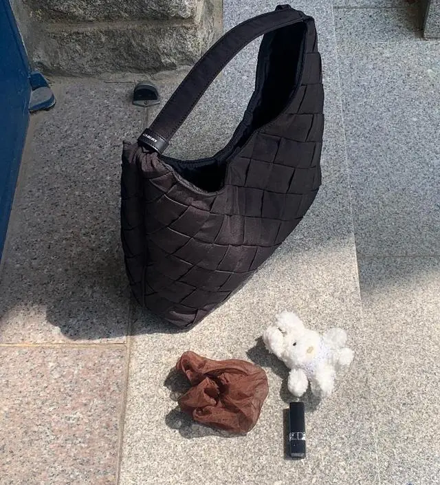 【ELBATEGEV】LEATHER RING MESH BAG Leather Ring Mesh Bag - Black Currant - 엘바테게브