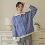 임부복*스트라이프 카라배색 니트가디건