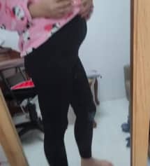 배가 많이 나왔는데 하나도 답답하지 않고 착 감기니 너무 편해요 다리 움직일때도 쪼이