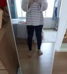 사이즈에서 한참 고민하다 문의하고 s사이즈 샀어요 만삭까지 입을 수 있을진 모르겠지