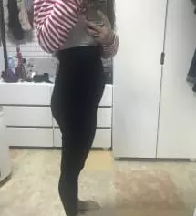 초기인데도 일반 레깅스가 불편해 임부복 알아보다가 키작맘 M 으로 구입했어요~ 
