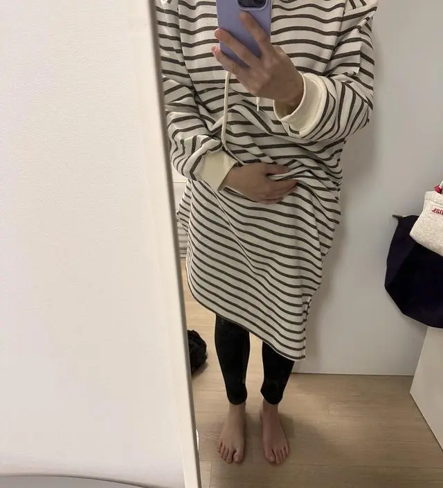 168 산모한테 길이가 아주 딱 맞아요. 따뜻하고 입기 편해서 같이 산 원피스에 항상 같