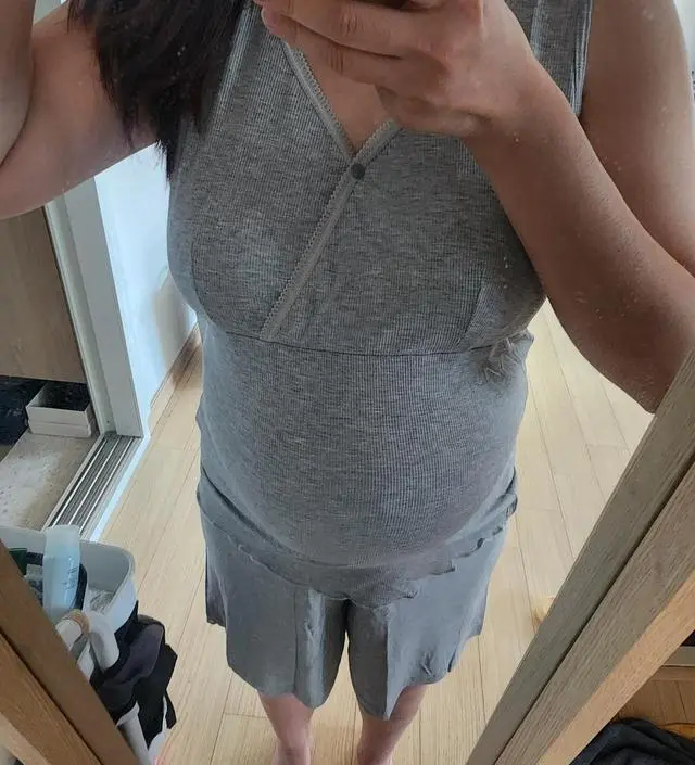 31주차 배불뚝인데 신축성이좋아 짱짱 편안해여 점점 더워지는 날씨에 지금부터 입기좋