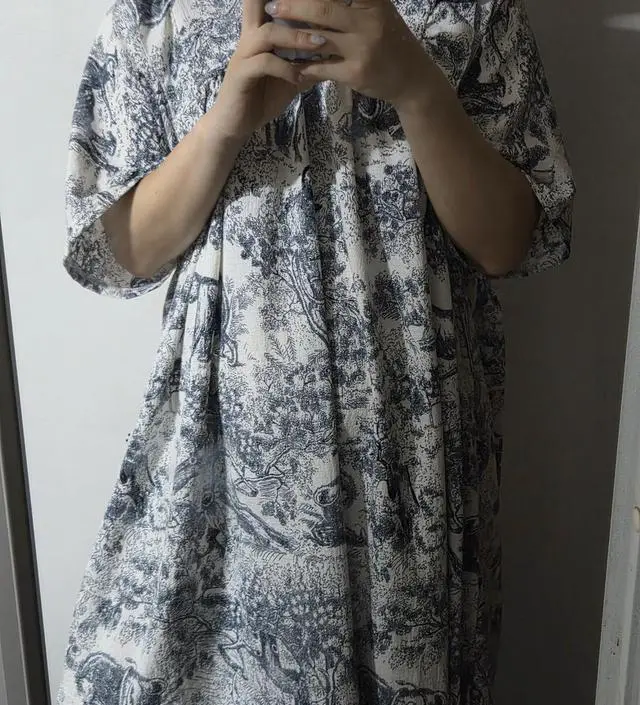 기존에 반팔반바지 잠옷이었는데 원피스로 바꾸니 편해요!