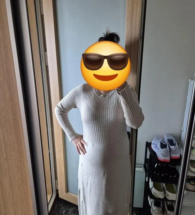 단독으로 입어도 예쁘고 베스트랑 같이 입어도 예쁘네요~ 출산 한달도 안남은 만삭인데