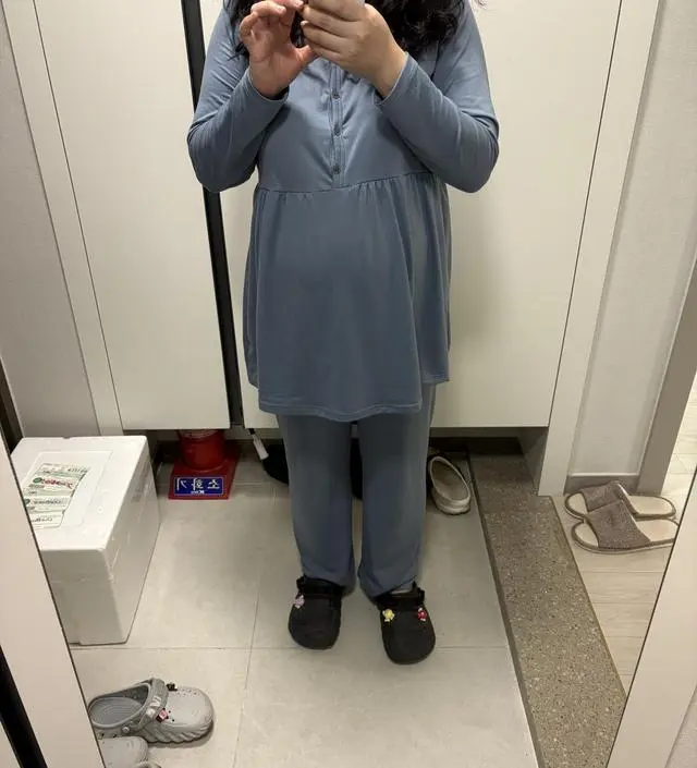 임신 34주차, 살이 20키로 가까이 쪘어요~ 집에 있던 큰 옷들과 남편 옷으로 지내다가 